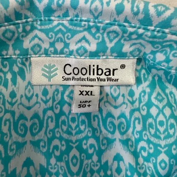 Coolibar Womens UPF Button Up Shirt Dress Size XXL Blue Beach Swim Cover-up - Picture 3 of 12